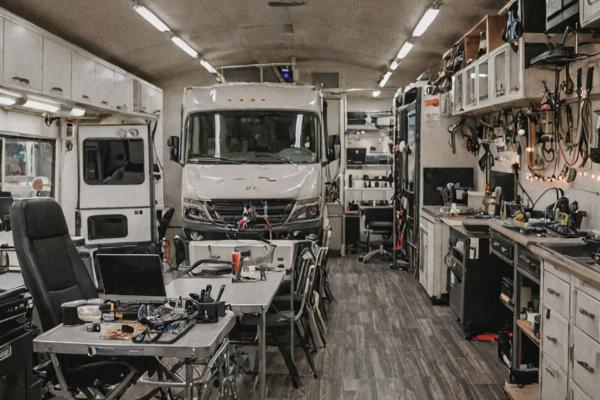 RV repair workshop interior